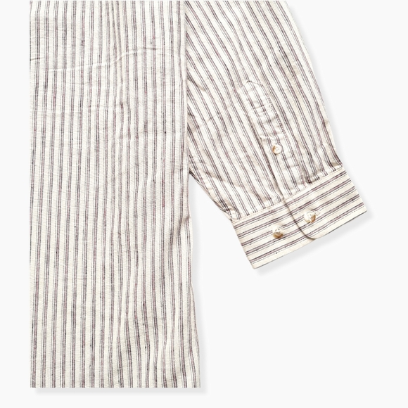 Size- M, natural woven striped unisex cotton shirt - Picture 5 of 9